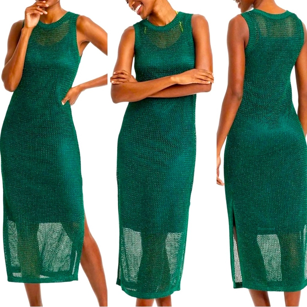 Metallic Green Mesh Dress Size Large